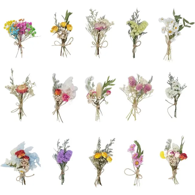 ST TRADING 15 boeketten gedroogde bloemen voor doe-het-zelf kaarten en kunstwerk