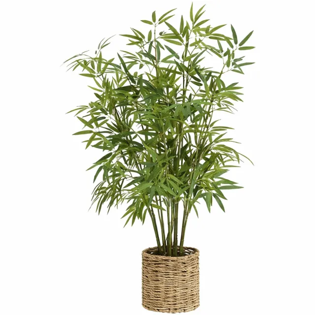 WDMT Kunstplant Bamboe – 100 cm Hoog – Onderhoudsvrije Nepplant met Realistische Groene Bladeren – Decoratieve Kunstplant voor Woonkamer, Hal, Kantoor, Balkon & Overkapping – Groen