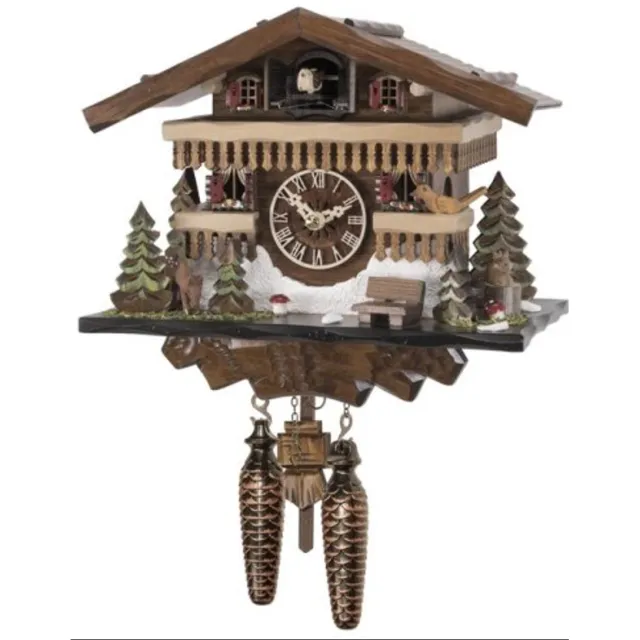 Engstler 461_Q - Koekoeksklok - Kwarts - Notenhout - 22 cm