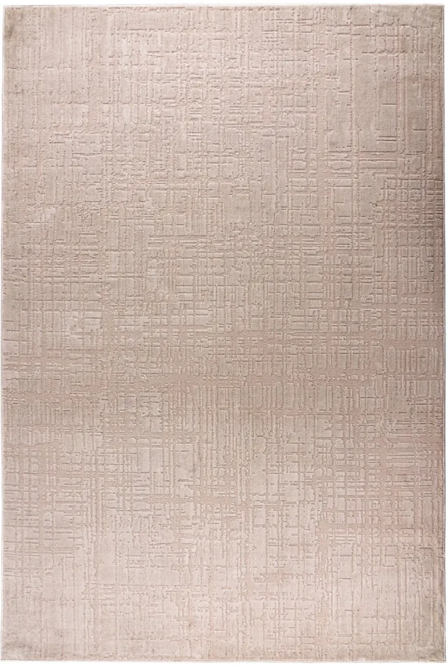 Padiro design laagpolig vloerkleed 160 x 230 cm - donkerbeige - modern abstract ontwerp - voor vloerverwarming - van polyester en jute