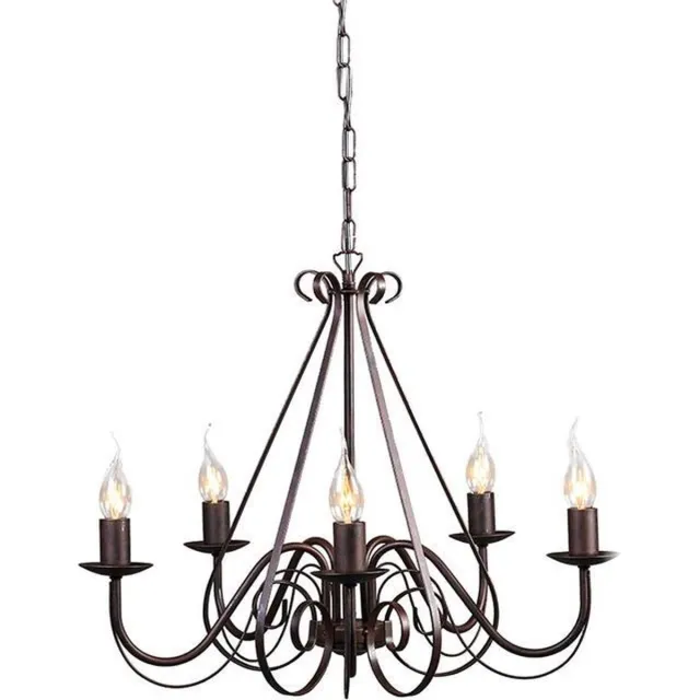 QAZQA Giuseppe 5 - Italiaanse kroonluchter - 5 Lichts - Ø60 cm - roestbruin
