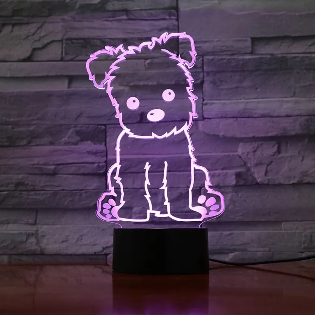 MC Living 3D Led Lamp Met Gravering - RGB 7 Kleuren - Hondje