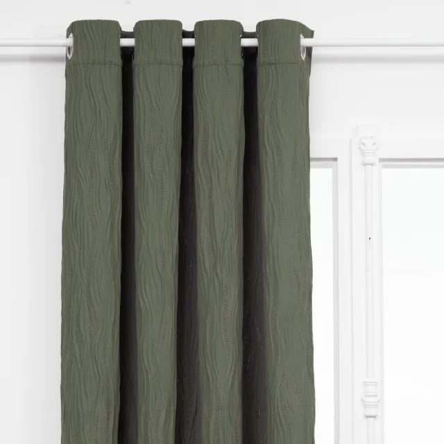 Atmosphera Maëly Gordijn 135x260cm - Gordijnen kant en klaar met haakjes ringen - Kakigroen
