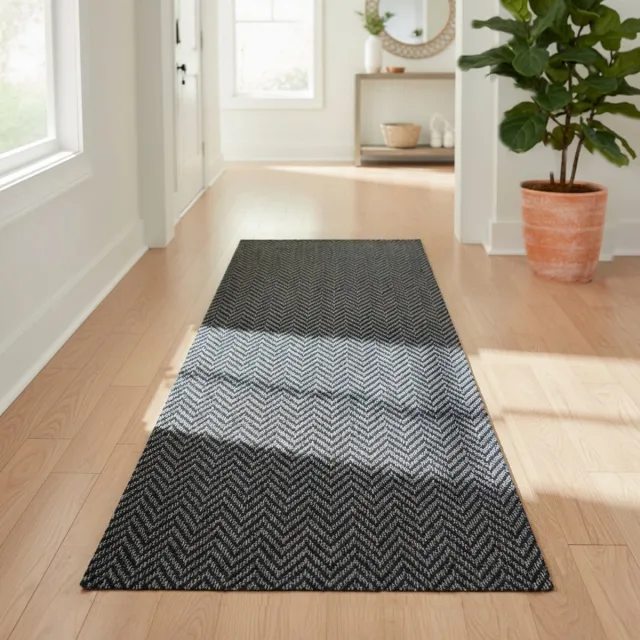 JYG Tapijtloper CHEVRON Grijs 100 x 150 cm - Keukenloper - Anti Slip - snijdbaar