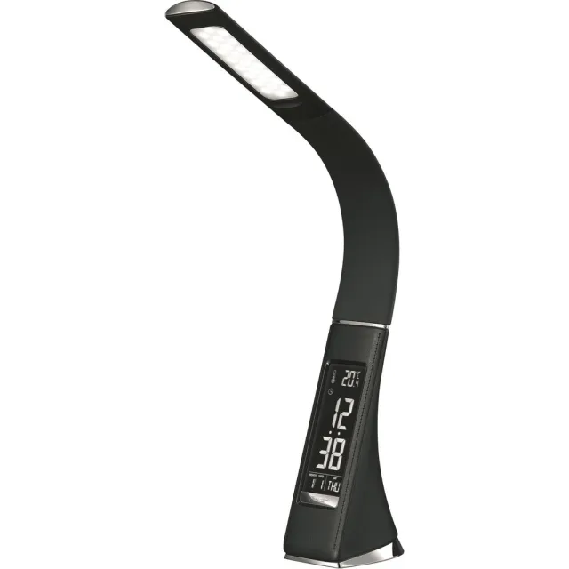 Platinet bureaulamp LED - Kalender, Klok & Thermometer - Bureaulamp dimbaar - Warm en Wit licht - Zwart