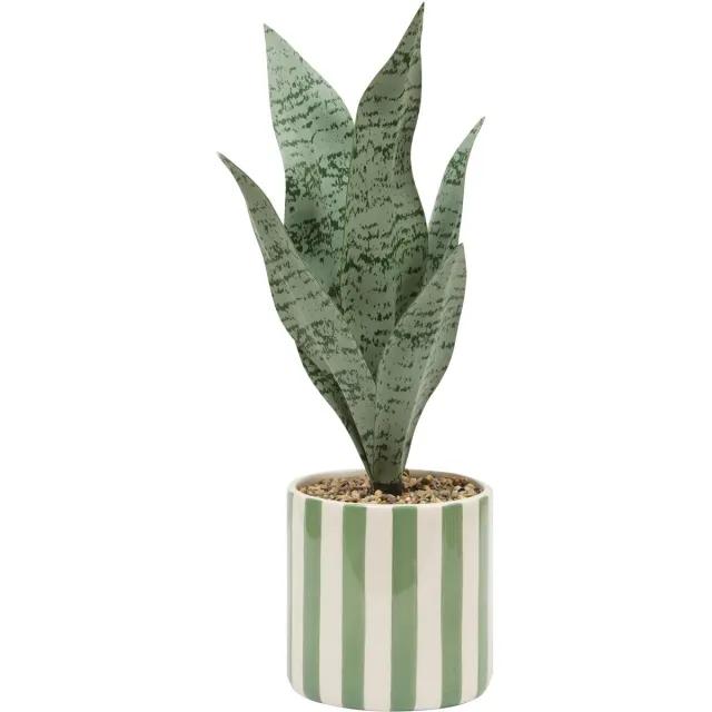 Atmosphera Kunstplant Sansevieria Chéri met keramische pot - Ø12xH38cm - Groen