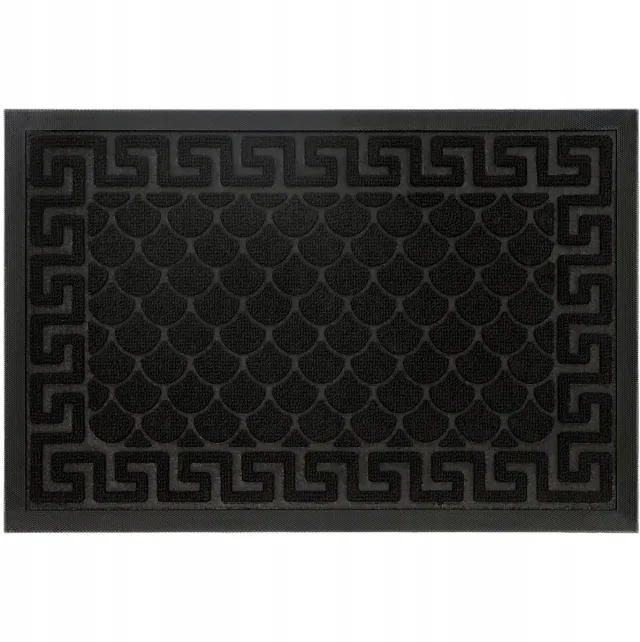 Home-Decor Merkloos Deurmat Buiten 45x75 cm - Rubberen Deurmat met 3D-structuur Zwart
