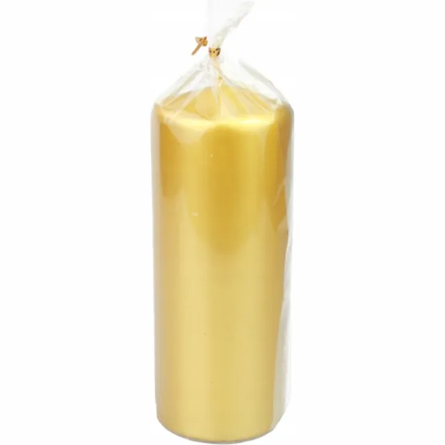 Party Deco Gouden Cilinder Kaars 120x60mm - Sfeervolle Decoratie Goud metallic