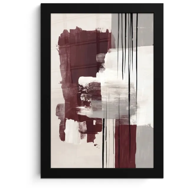 FrameYourWall Poster in lijst - Fotolijst 20x30 cm - Posters - Penseelstreken - Abstract - Lijnen - Rood - Posterlijst zwart - Decoratie - Wanddecoratie woonkamer - Muurdecoratie slaapkamer