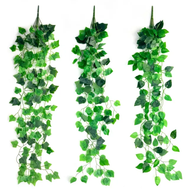 Ibenzoa Decoratieve kunsthangplanten set van drie stuks voor binnen- en buitendecoratie groen