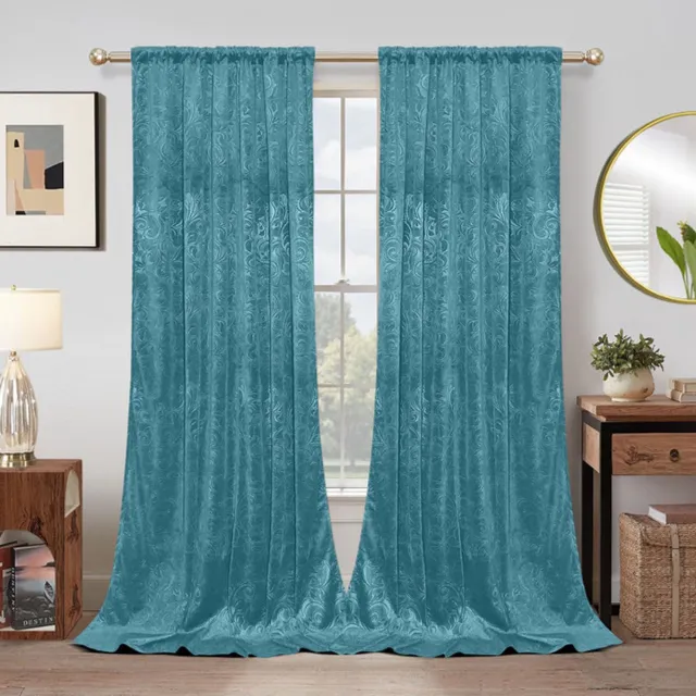 MUPOO Kant en Klaar Velours Gordijnen – Verduisterend, Warmte-Isolerend & Wasbaar – Kreukherstellend en Kleurvast – Dikke 2-Delige Set Voor Woonkamer en Slaapkamer – Cyaan 132×274 cm