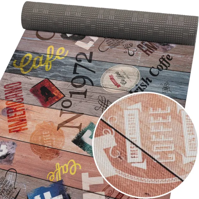 ANRO Keukenloper Vintage Koffie Meerkleurig – Antislip Op Rol Gangloper Tapijtloper 3 mm