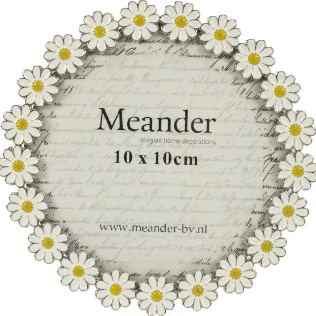 Meander Fotolijstje met margrietjes metaal rond Ø11,6x1,5cm Zie foto