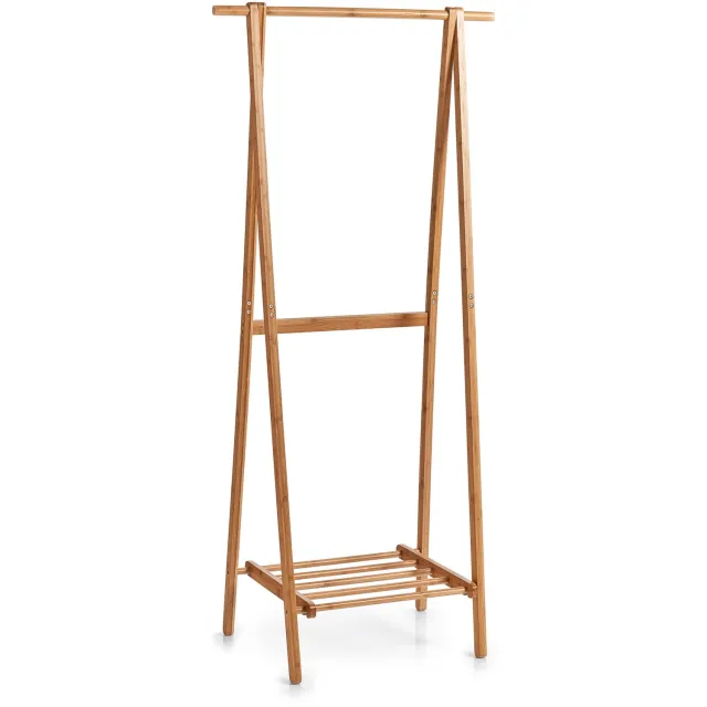 Zeller Bamboe staande kapstok met plank, 74 x 45,5 x 159 cm Bruin
