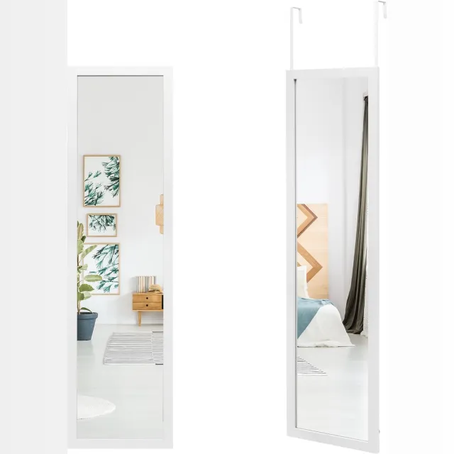 Costway Volledige spiegel, 33 x 120 cm, 2-in-1 wandspiegel en deurspiegel, hangspiegel, spiegel voor garderobe, slaapkamer, woonkamer zwart