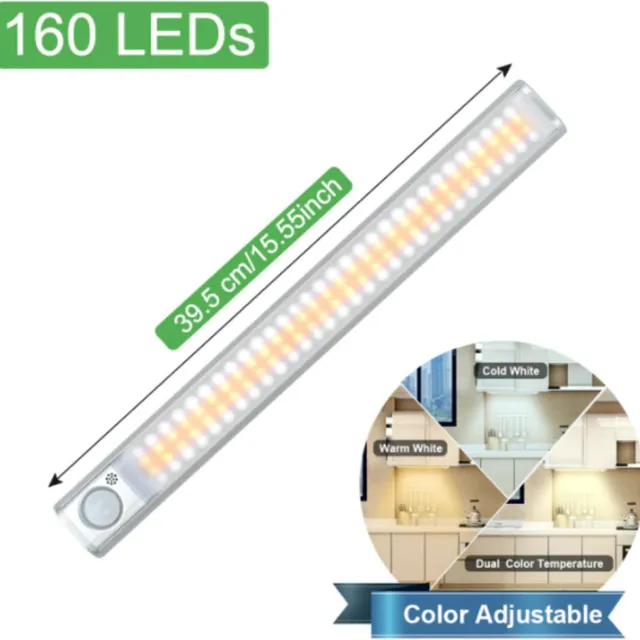TLVX LED lamp beweging sensor | Kast | Trap | Garage | Schuur | Keuken | Draadloos | Accu lamp | Sensor lamp | USB Oplaadbaar | Dimbaar | Light Motion Sensor | 40CM | 160 leds | Nacht Lamp | Warm White | Cold White | Magnetisch | Kast verlichting warm wit - koud wit
