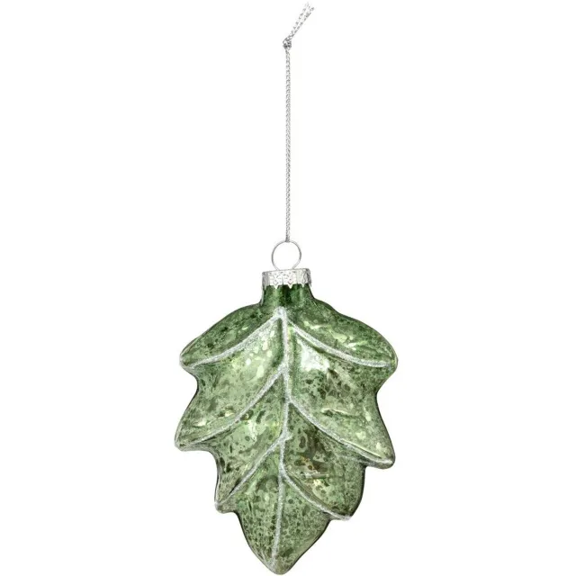 Feeric lights & Christmas Glashangsier in de vorm van een spar met berijpte bladeren, groen glas, hoogte 10 cm Vert