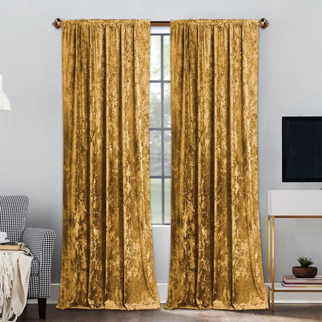 Qelus Fluwelen Gordijnen Verduisterend - Lichtwerend & Geluiddempend - Zacht Fluweel voor Slaapkamer Woonkamer - 1 Stuk(Goud, B140 x H175cm) Goud-1stuk
