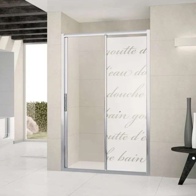 Ambiance Sticker Privacyraamfolie - LITERARY SHOWER - Zelfklevend privacyscherm voor doucheglas en -deur - 185x55cm Wit