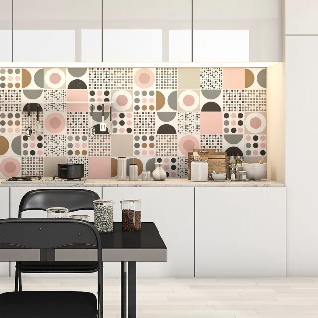 Ambiance Sticker Zelfklevende muurtegelstickers voor keuken en badkamer - 30 Scandinavische Margret tegelstickers - 30 stickers 10x10cm Multi color