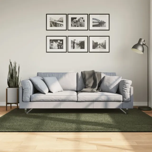 vidaXL Rug HUARTE Green 140 x 200 cm 100% Polyester Plat, foto 2