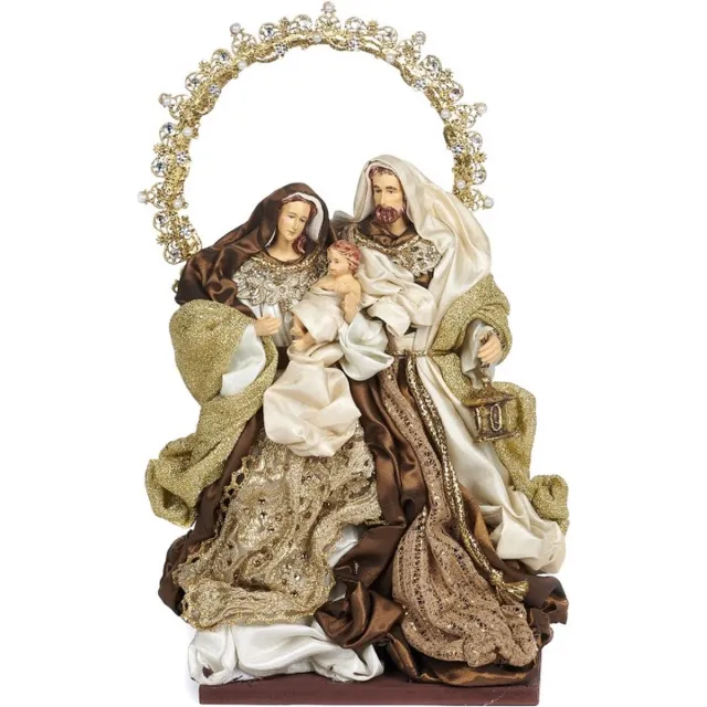 Goodwill Heilige Familie op Voetstuk - Bruin-Crème - H 34 Cm
