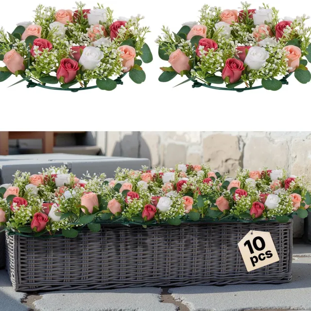 Vevor 10x Kunstmatige Bloemenkrans Decoratieve Krans voor Bruiloft 340x340x90mm Roze