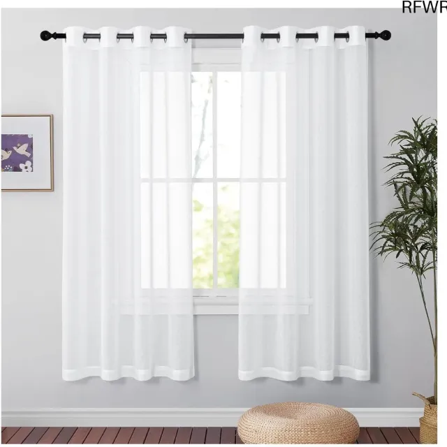 RFWR Transparante Vitragegordijnen voor Woonkamer en Slaapkamer - 140x175cm - Wit