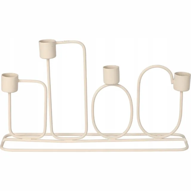 Home & Styling Collection Home Styling Collection metalen kandelaar voor 4 kaarsen - lichtgrijs, 27 x 15,7 cm