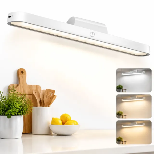 VHV Verlichting - Draadloze LED kastlamp - touch dimbaar, oplaadbaar, voor keuken en bureau,Kast met batterij - onderbouw en wand - eenvoudig te installeren Wit
