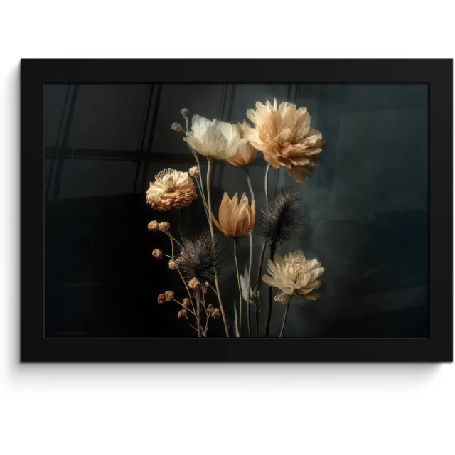 FrameYourWall Poster in lijst - Fotolijst 30x20 cm - Posters - Boeket - Bloemen - Licht - Zwart - Posterlijst zwart - Decoratie - Wanddecoratie woonkamer - Muurdecoratie slaapkamer