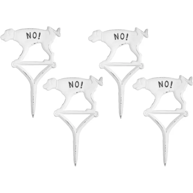 Esschert Design hondenbordjes niet plassen - gietijzer - 4x stuks - 21 x 32 cm Wit
