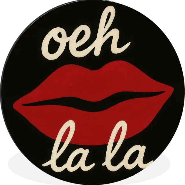 WallCircle Wandcirkel - Muurcirkel - Lip - Rood - Quote - Aluminium - Dibond - 30x30 cm - Binnen en Buiten Lip - Tekst