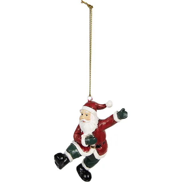 Clayre & Eef Kersthanger Kerstman 8 cm Rood Polyresin