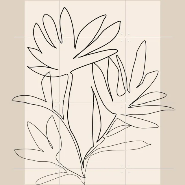 IXXI Line Art 3, Elena Ristova & Various - 60 x 80 cm - Grote wanddecoratie en posters - Minimalisme, Grafisch Ontwerp, Line art, Abstract, Woonkamer Groen / Zwart / Beige