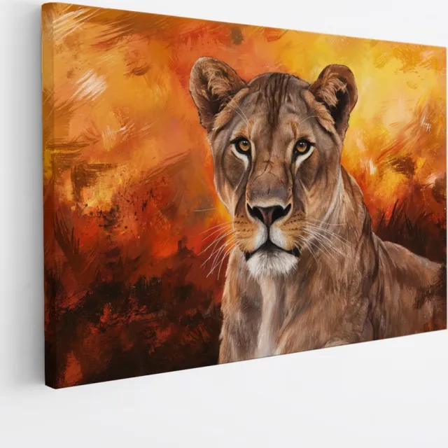 Saammp Canvas Schilderij - Abstracte Leeuwin - Dieren - Natuur - 150x100 - Foto op canvas - Wanddecoratie - Muurdecoratie Woonkamer - Slaapkamer decoratie - Canvas Print Multicolor