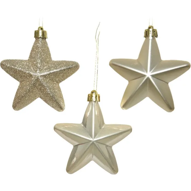 Decoris Season Decorations Decoris Ster Plastic Glans-Mat-Glitter Parel 2x7.5x7.5cm