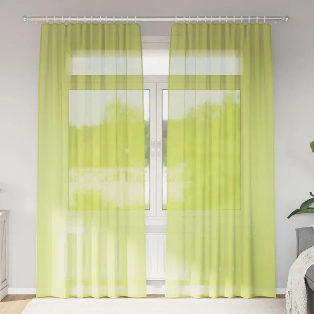 vidaXL Gordijnen voile met roedezakken 2 st appelgroen