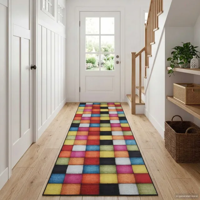 vidaXL Vloerkleedloper LESAKA kleurrijk 80 x 250 cm Diamantvelours meerkleurig, foto 2
