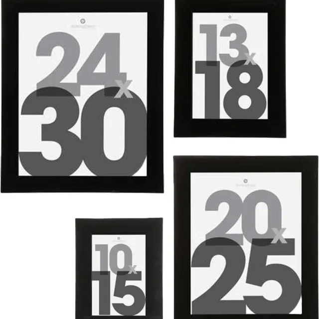 Atmosphera Fotolijstjes set Olympus - 4x stuks - zwart frame - Kunststof/glas - in 4 formaten