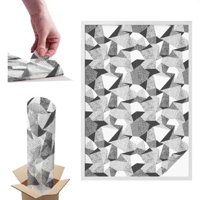 TULUP Raamfolie Anti inkijk - Geometrische figuren Anti inkijk Raamfolie - 100x146 cm - Zwart-wit Raamfolie Tegen inkijk - Zelfklevende Anti inkijk Folie Glas in Lood - Voor op kantoor, voor de woonkamer, voor de hal - Raamfolie Zonwering
