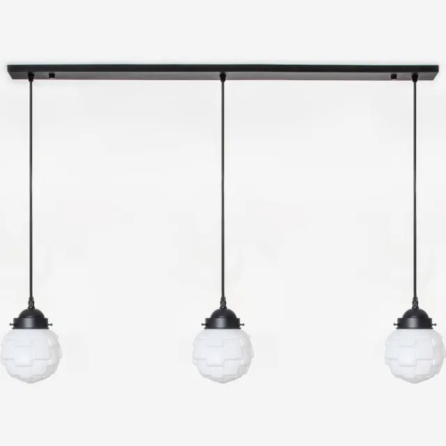 Coloured by Art 3 x Bretagne lampen aan plafondbalk Moonlight - Art Deco Trade Zwart