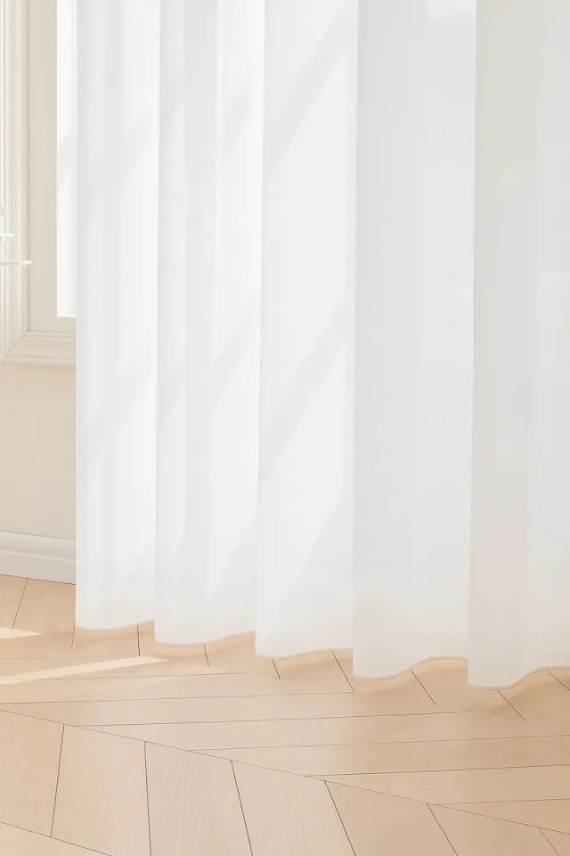 maroyathome BIBIANA Vitrage Gordijn - Kant-en-Klaar met Plooiband - Wit - 150x270 cm - Transparant Inbetween Glasgordijn - Incl. Loodveter en Embrasse - 1 Stuk