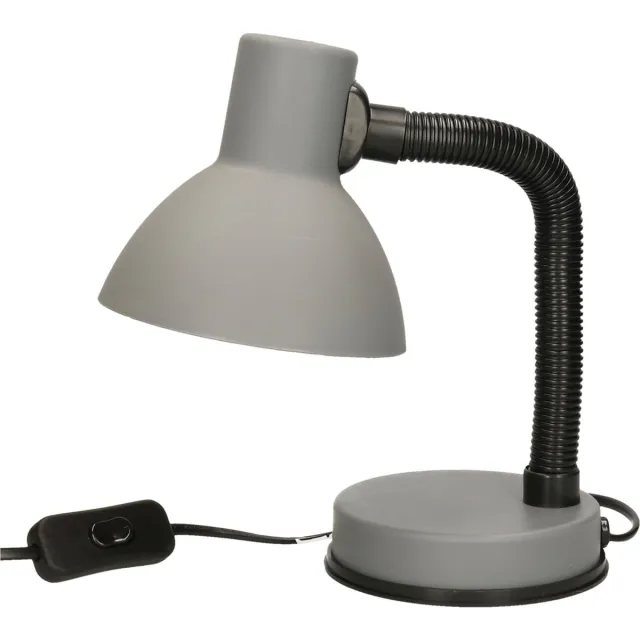Gerimport Bureaulamp - grijs - metaal/kunststof - verstelbaar - 16 x 12 x 30 cm