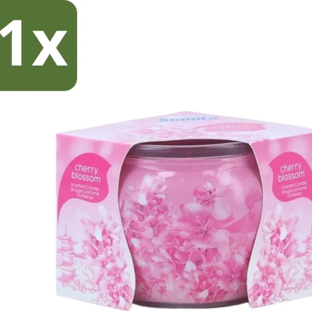 At Home 1 x At Home - Scents - Geurkaars - Cherry Blossom - 70 g - Geurkaars - Kersenbloesem - Thuisgeur - Rustgevende Geur - Ontspanning Roze