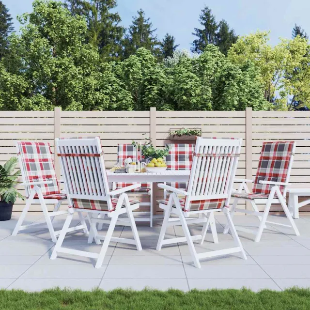 vidaXL Tuinstoelkussens 6 st 120x50x3 cm stof ruitpatroon rood Meerkleurig