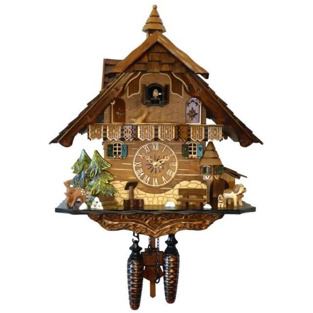 Engstler 483_QM - Koekoeksklok - Kwarts - Notenhout - met muziek - 42 cm
