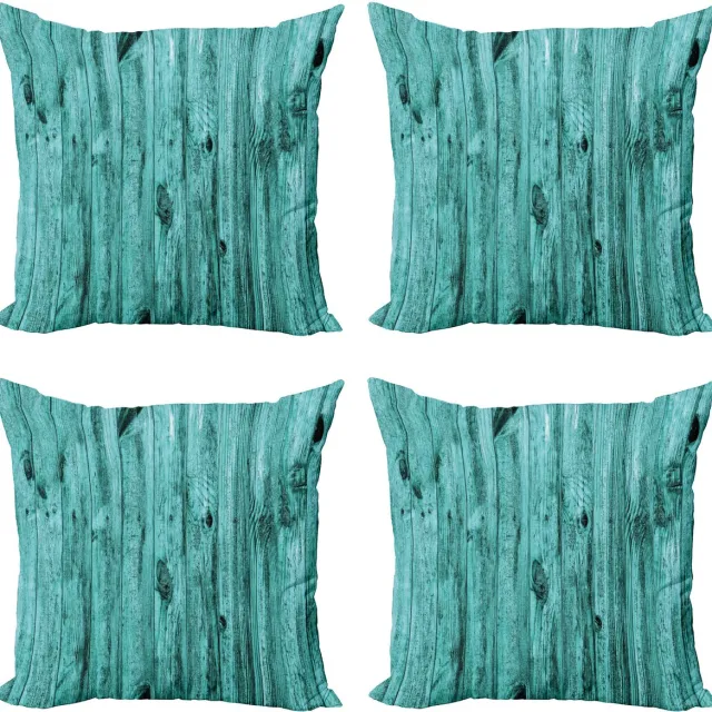 ABAKUHAUS Blauw Sierkussen Kussenhoes 4er Set, Antik Hout Textur, Modern Accent Dubbelzijdige Digitale Print, 60 x 60 cm, Blauw
