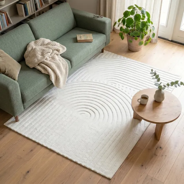 Fraai Scandinavisch vloerkleed - Charm Curves Wit - 120x170cm
