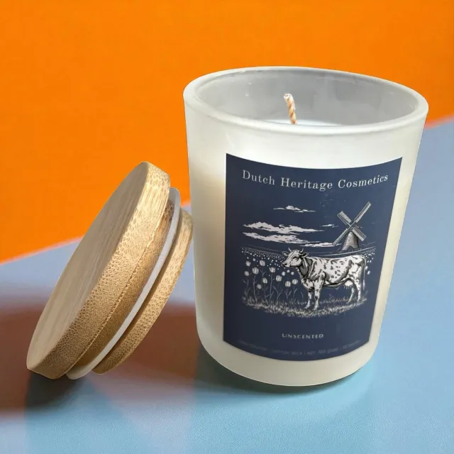 Dutch Heritage Cosmetics - Tallow & Beeswax Kaars - Natuurlijk Tallow & Bijenwas - Geurloos - 20 Branduren Blauw